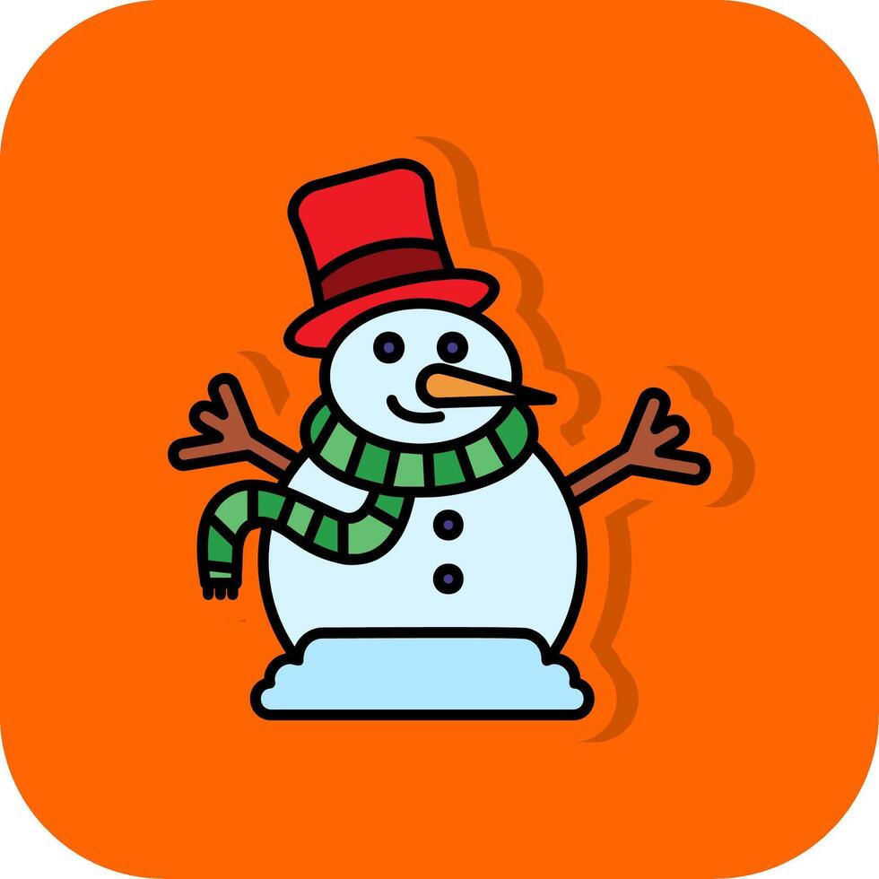 Schneemann gefüllt Orange Hintergrund Symbol vektor