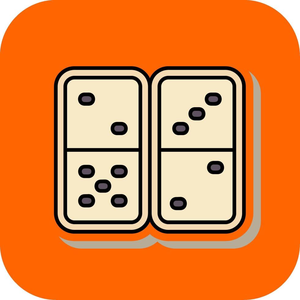 Domino gefüllt Orange Hintergrund Symbol vektor