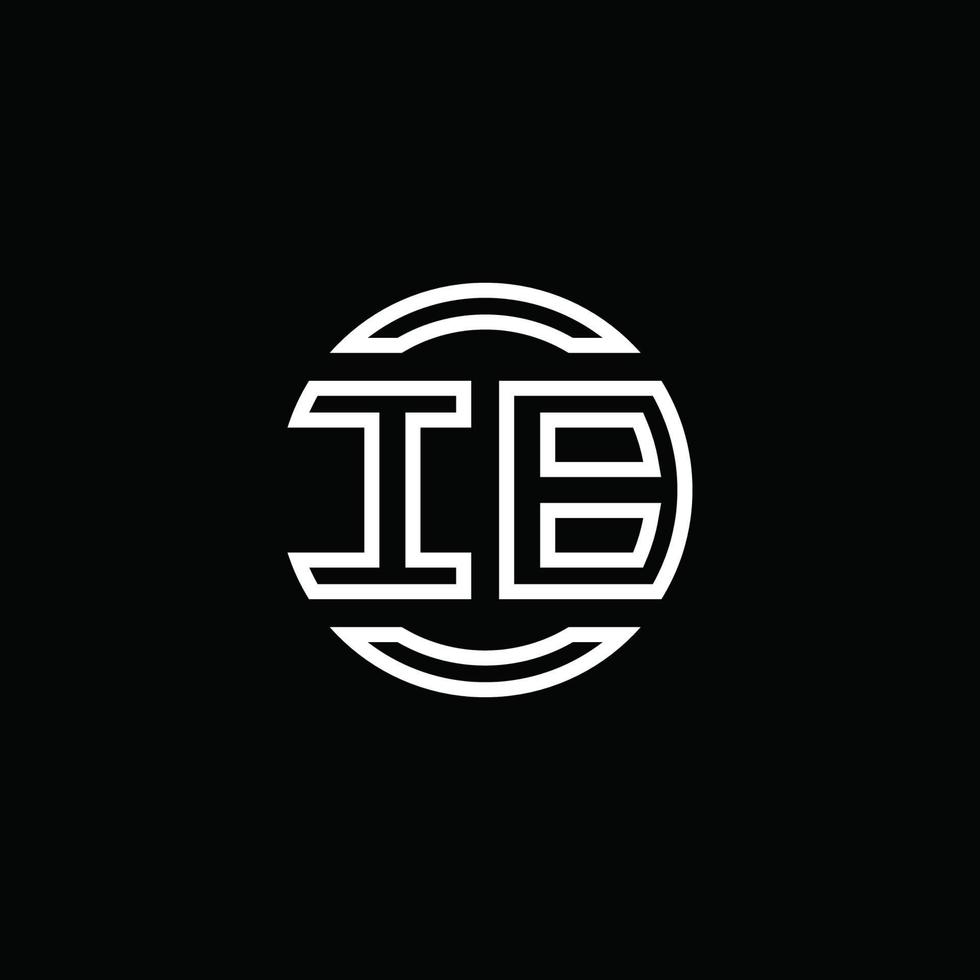 ib-Logo-Monogramm mit negativem Raumkreis abgerundete Designvorlage vektor