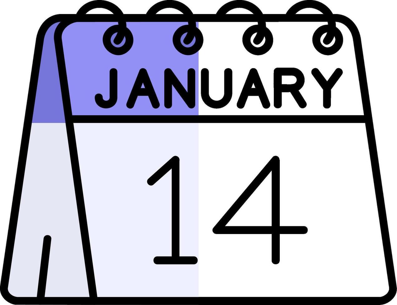 14:e av januari fylld halv skära ikon vektor