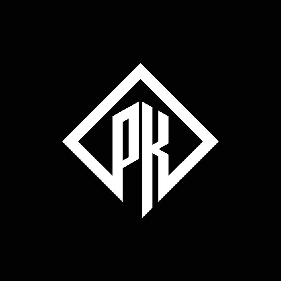 pk logotyp monogram med fyrkantig roterande stil designmall vektor