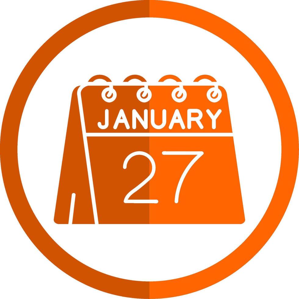 27: e av januari glyf orange cirkel ikon vektor