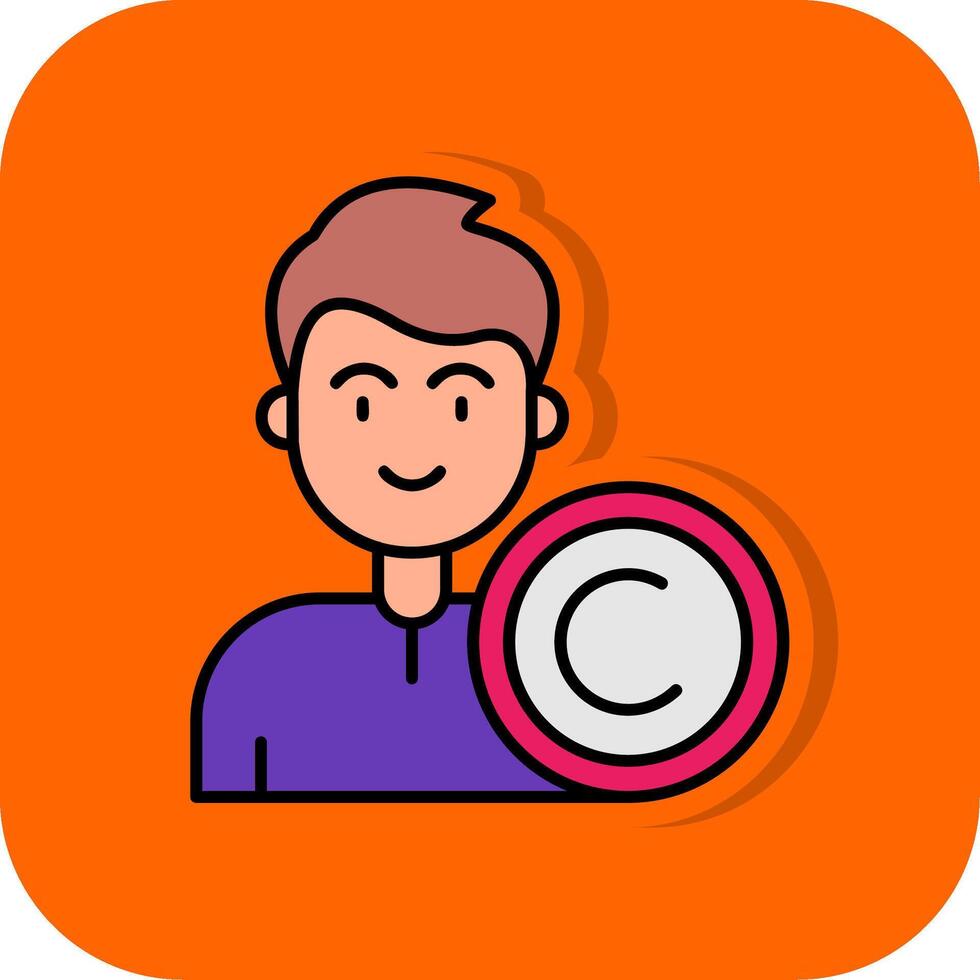 Urheberrechte © gefüllt Orange Hintergrund Symbol vektor