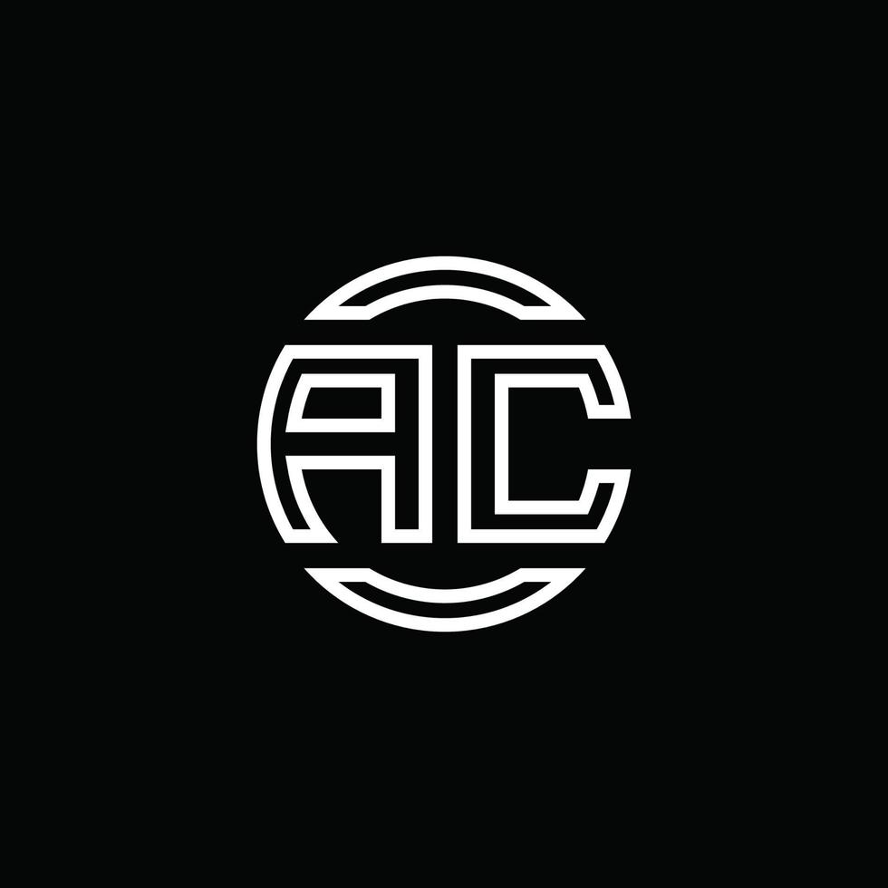 ac-Logo-Monogramm mit negativem Raumkreis abgerundete Designvorlage vektor