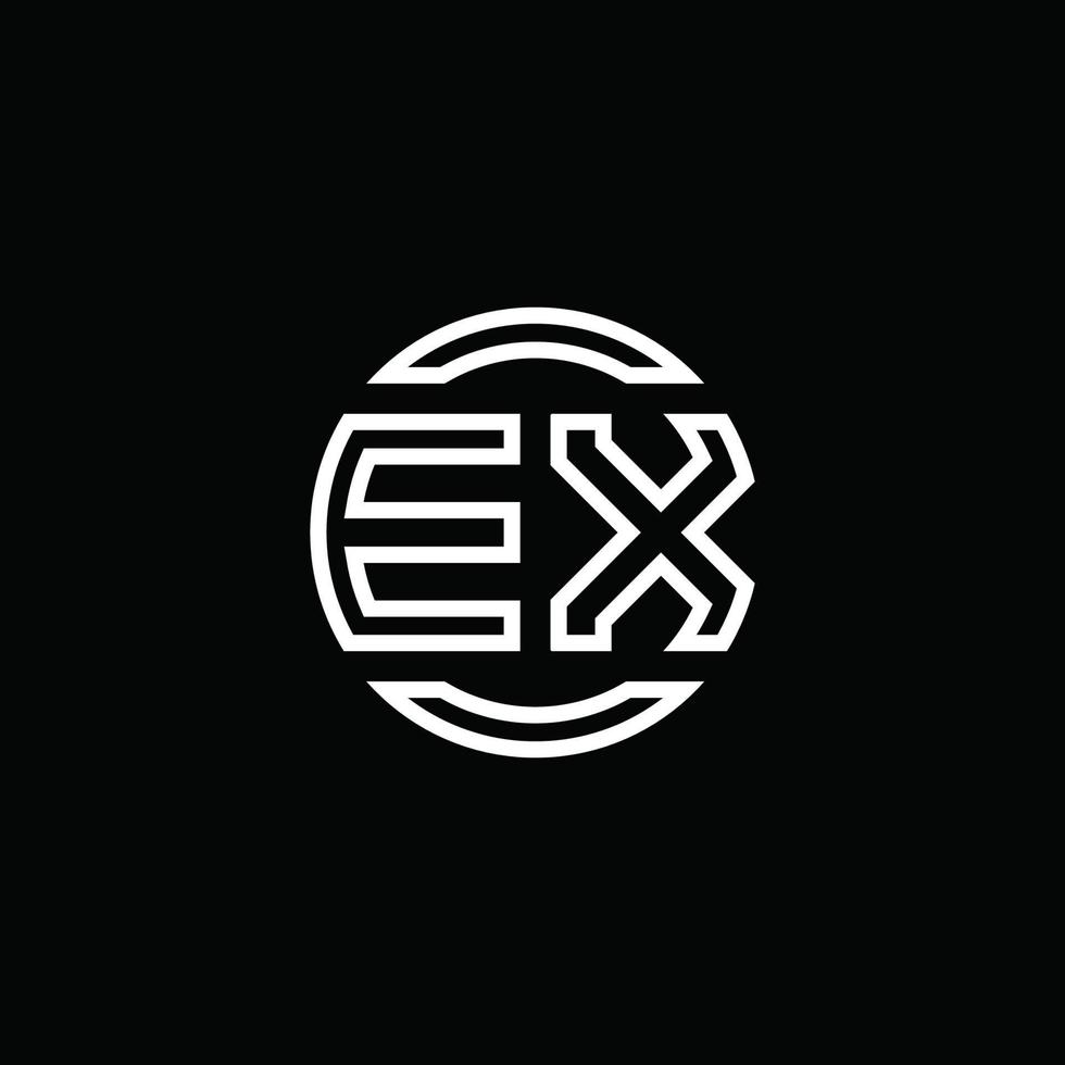 Ex-Logo-Monogramm mit negativem Raumkreis abgerundete Designvorlage vektor