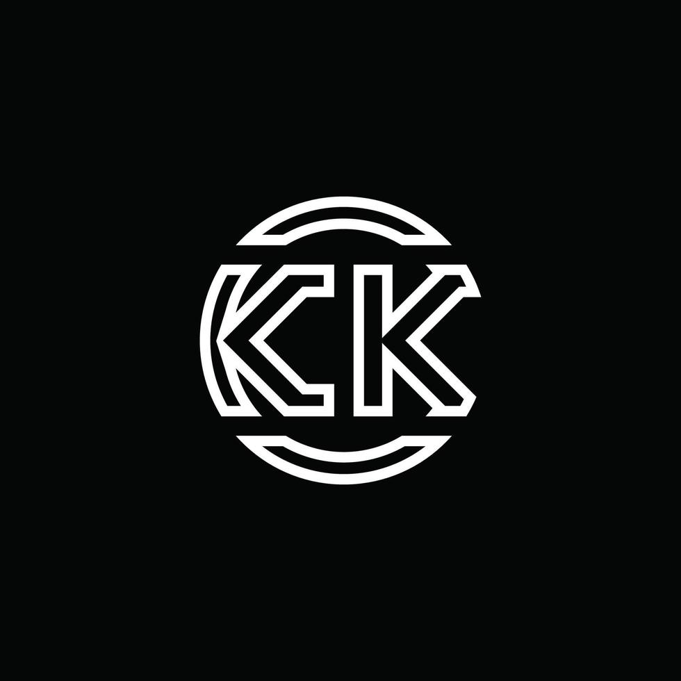 kk-Logo-Monogramm mit negativem Raumkreis abgerundete Designvorlage vektor