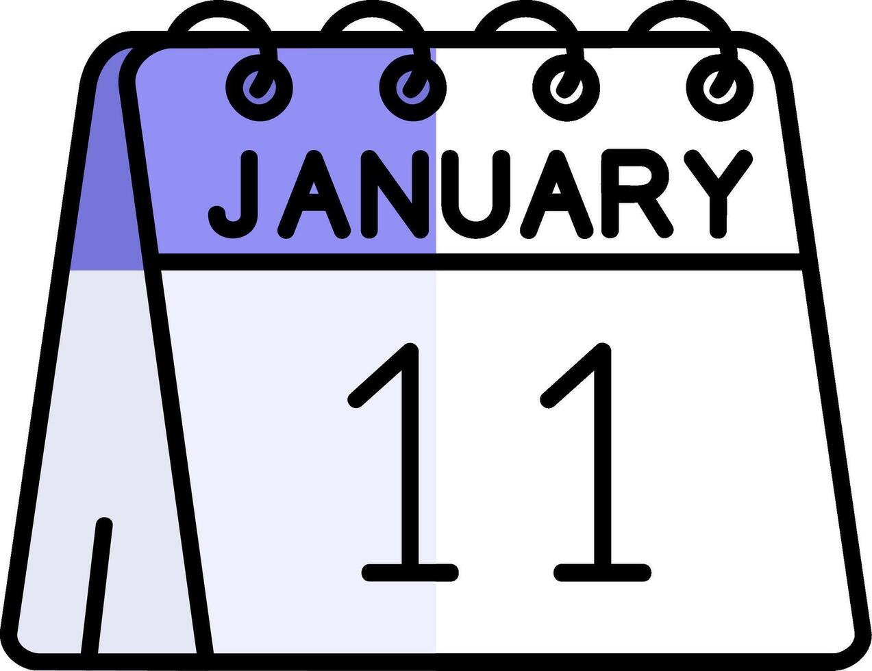 11th av januari fylld halv skära ikon vektor