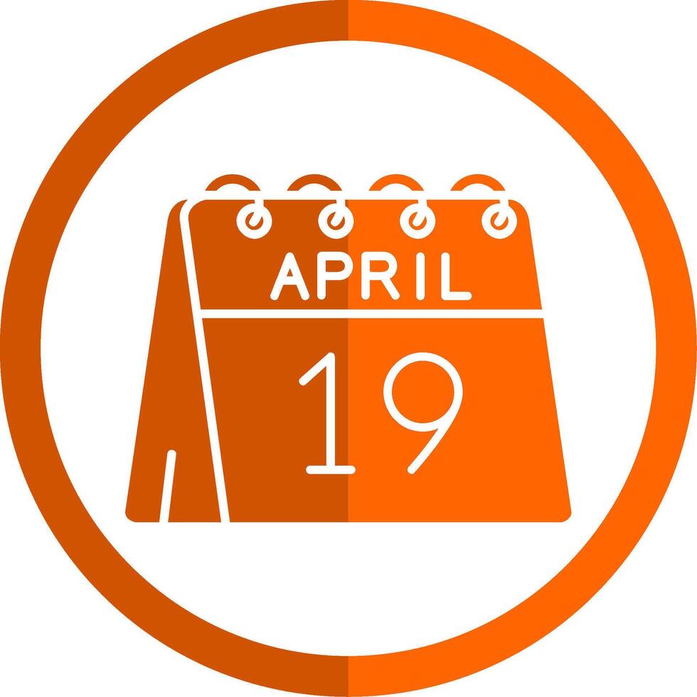 19:e av april glyf orange cirkel ikon vektor