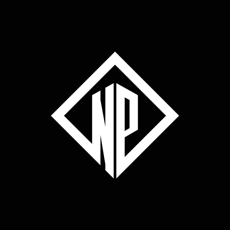 np-Logo-Monogramm mit quadratischer Designvorlage im Rotationsstil vektor