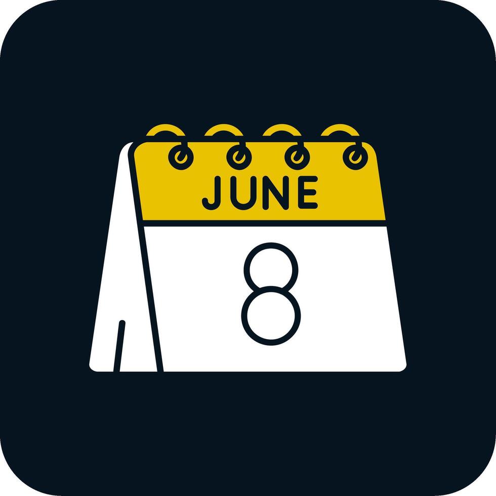 8:e av juni glyf två Färg ikon vektor