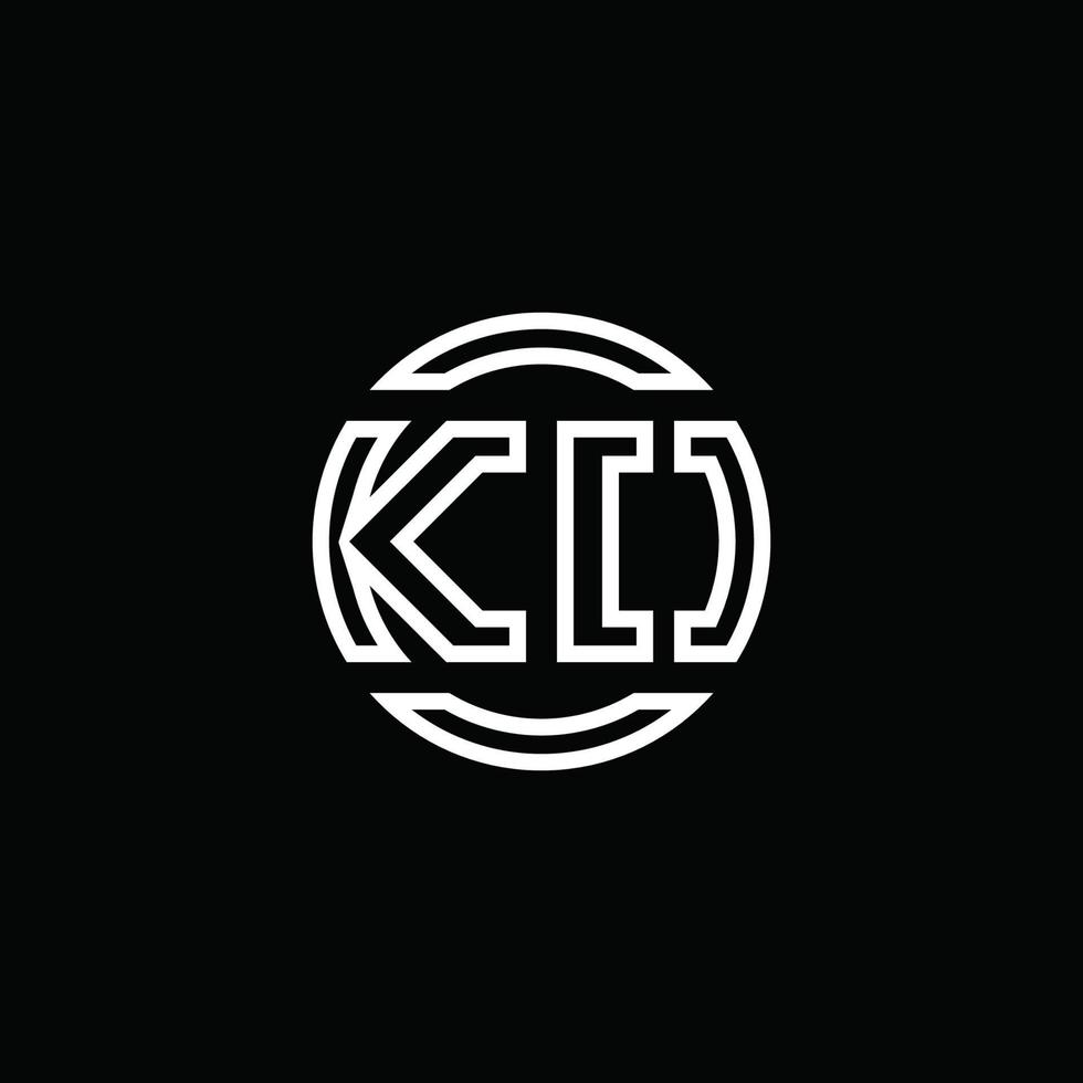 ko-Logo-Monogramm mit negativem Raumkreis abgerundete Designvorlage vektor