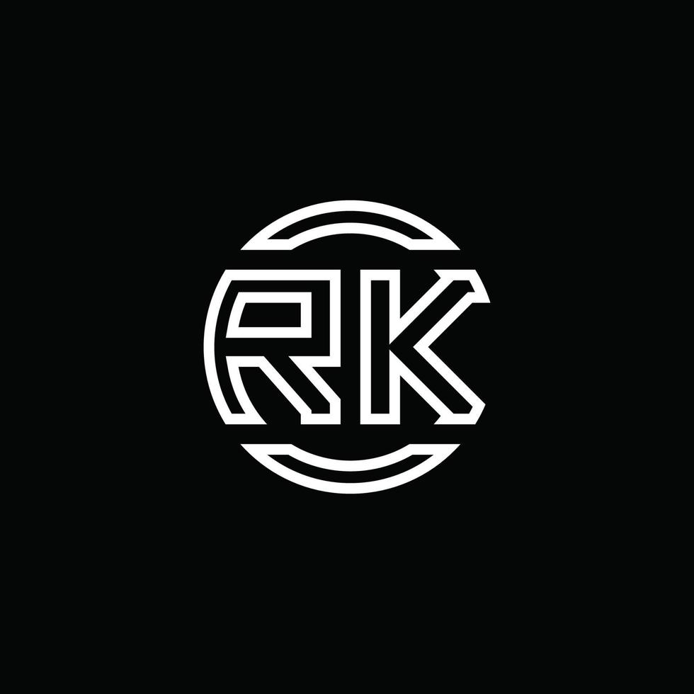 rk logotyp monogram med negativ utrymme cirkel rundad designmall vektor