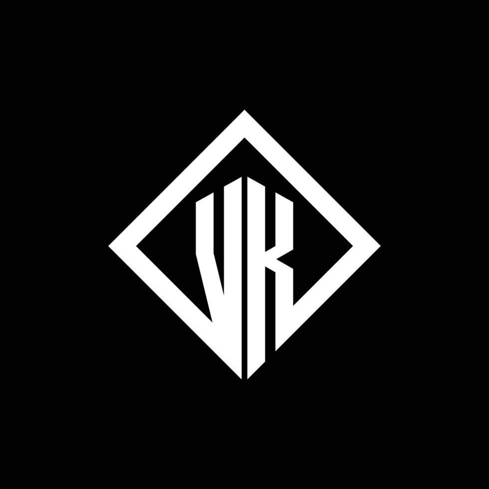 vk-Logo-Monogramm mit quadratischer Designvorlage im Rotationsstil vektor