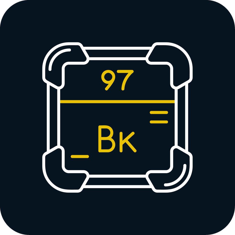 berkelium linje gul vit ikon vektor