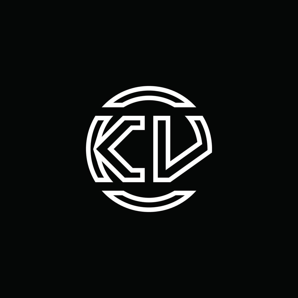 kv-Logo-Monogramm mit negativem Raumkreis abgerundete Designvorlage vektor
