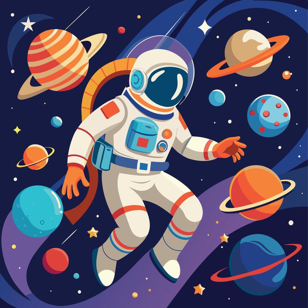 bunt Karikatur von ein Astronaut Illustrator und Vektor Grafik