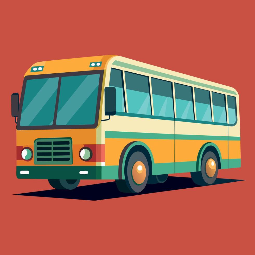 buss platt design tecknad serie ikon illustration skola buss vektor