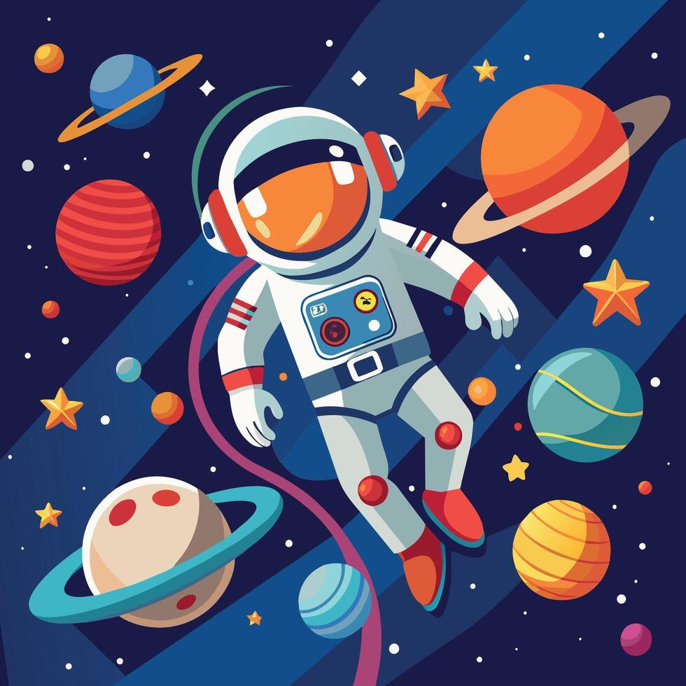 bunt Karikatur von ein Astronaut Illustrator und Vektor Grafik