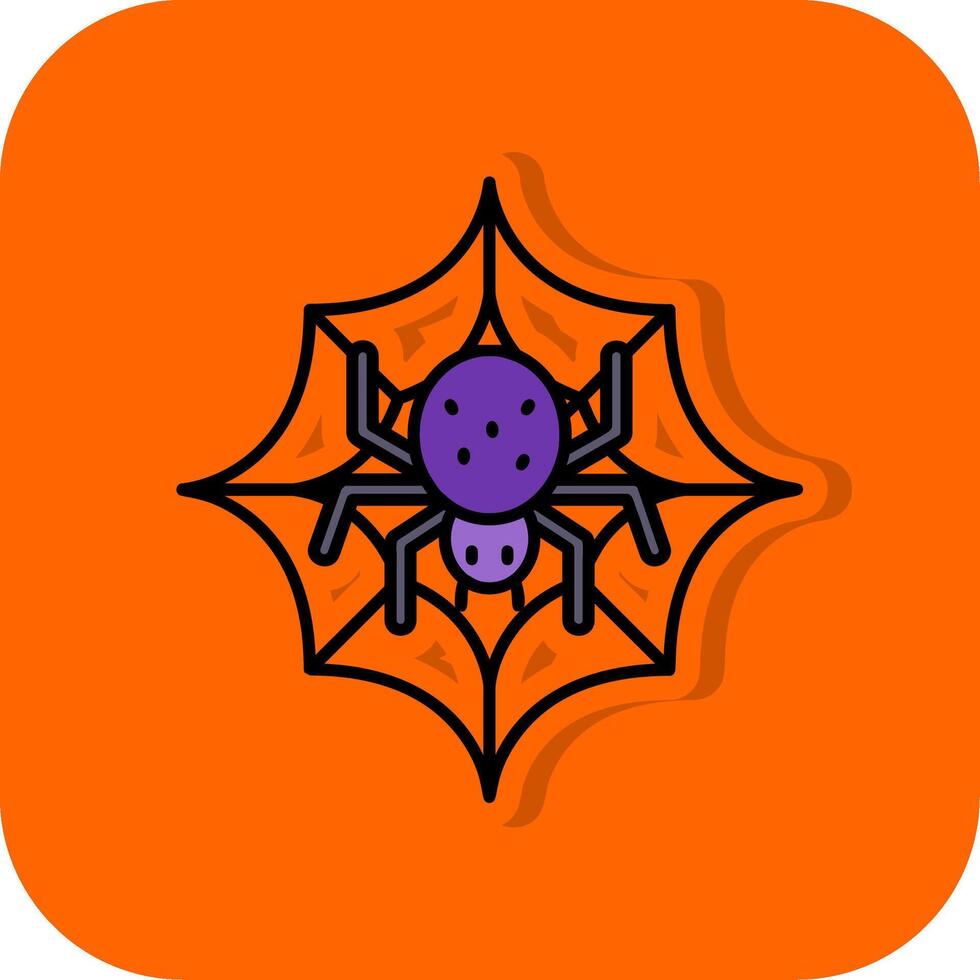 Spinne Netz gefüllt Orange Hintergrund Symbol vektor