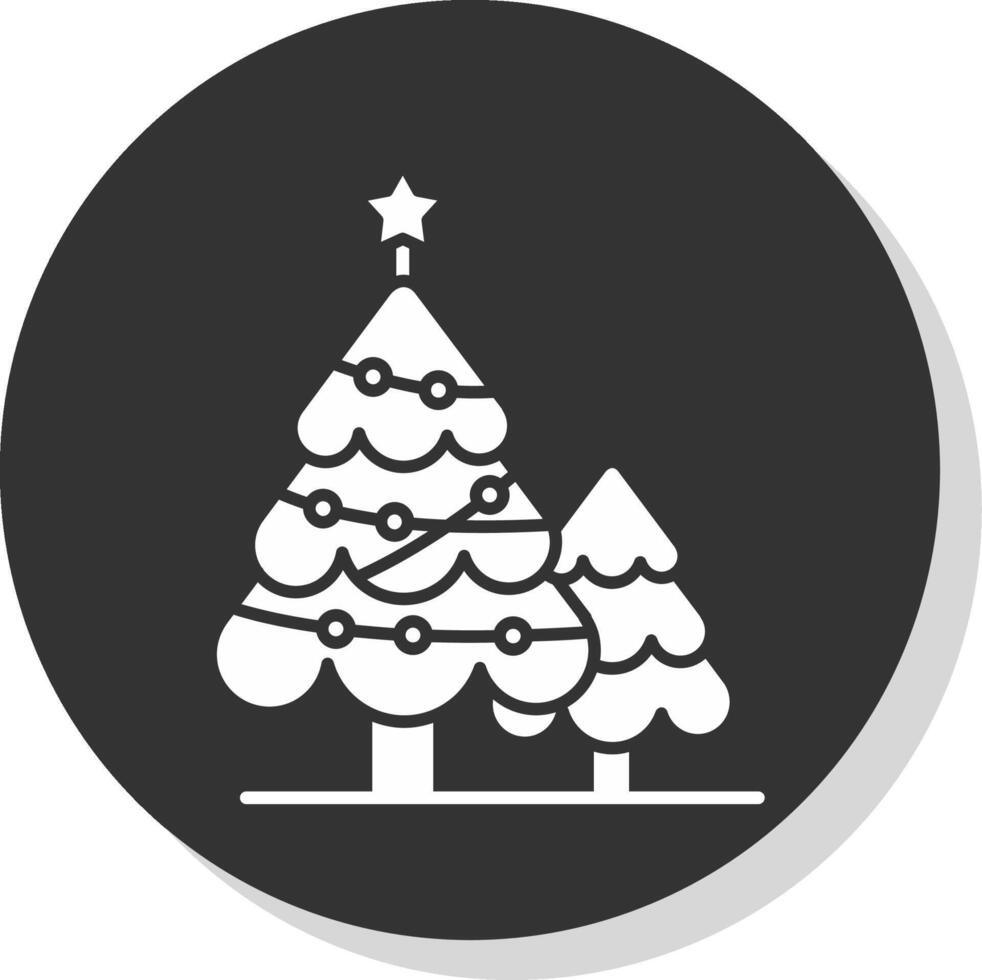 jul träd glyf grå cirkel ikon vektor
