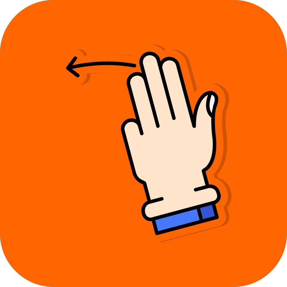 tre fingrar vänster fylld orange bakgrund ikon vektor