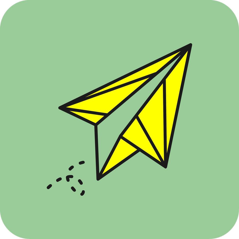 Papier Flugzeug gefüllt Gelb Symbol vektor