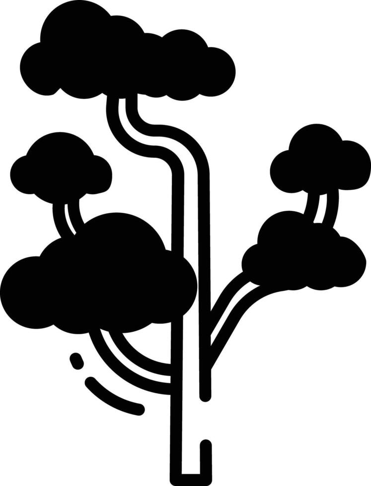 körsbär blomma träd glyf och linje vektor illustration