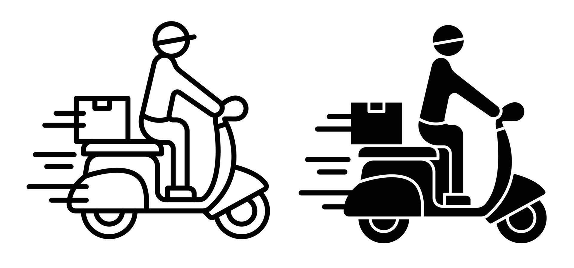 leverans man ridning motorcykel ikon vektor