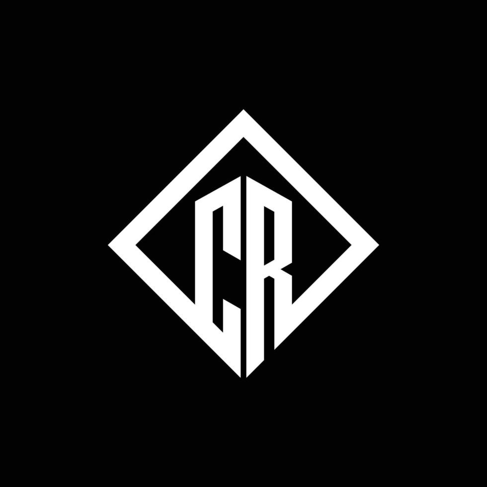 cr logotyp monogram med fyrkantig rotera stil designmall vektor