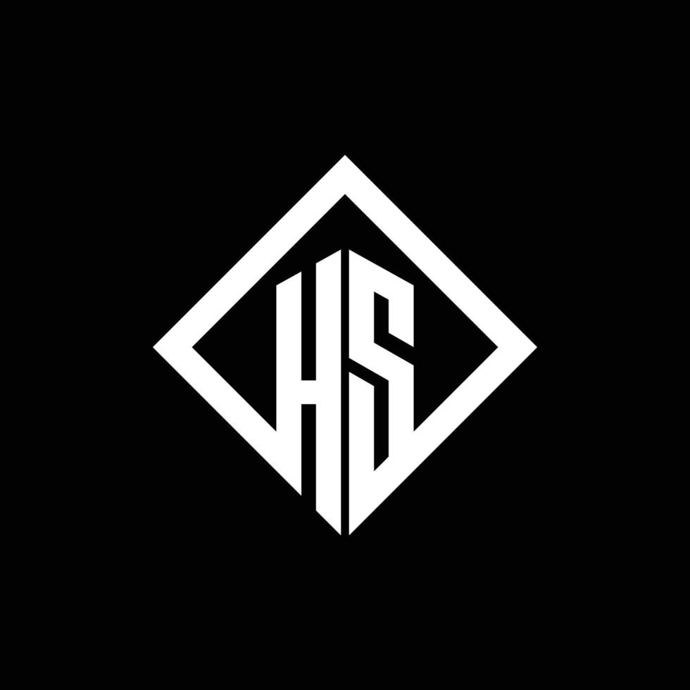 hs logotyp monogram med fyrkantig roterande stil designmall vektor