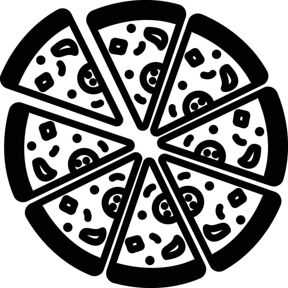 pizza glyf och linje vektor illustration