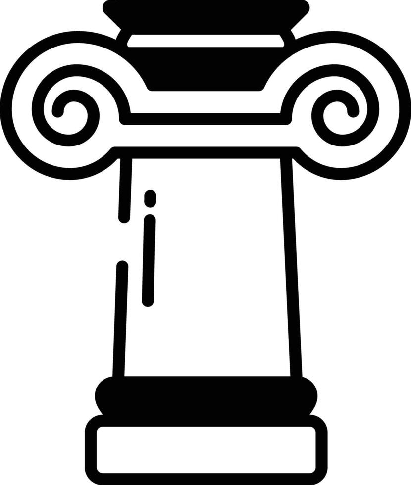 ionisch griechisch Säule Glyphe und Linie Vektor Illustration