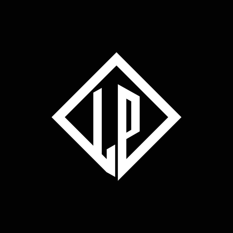 lp logotyp monogram med fyrkantig roterande stil designmall vektor