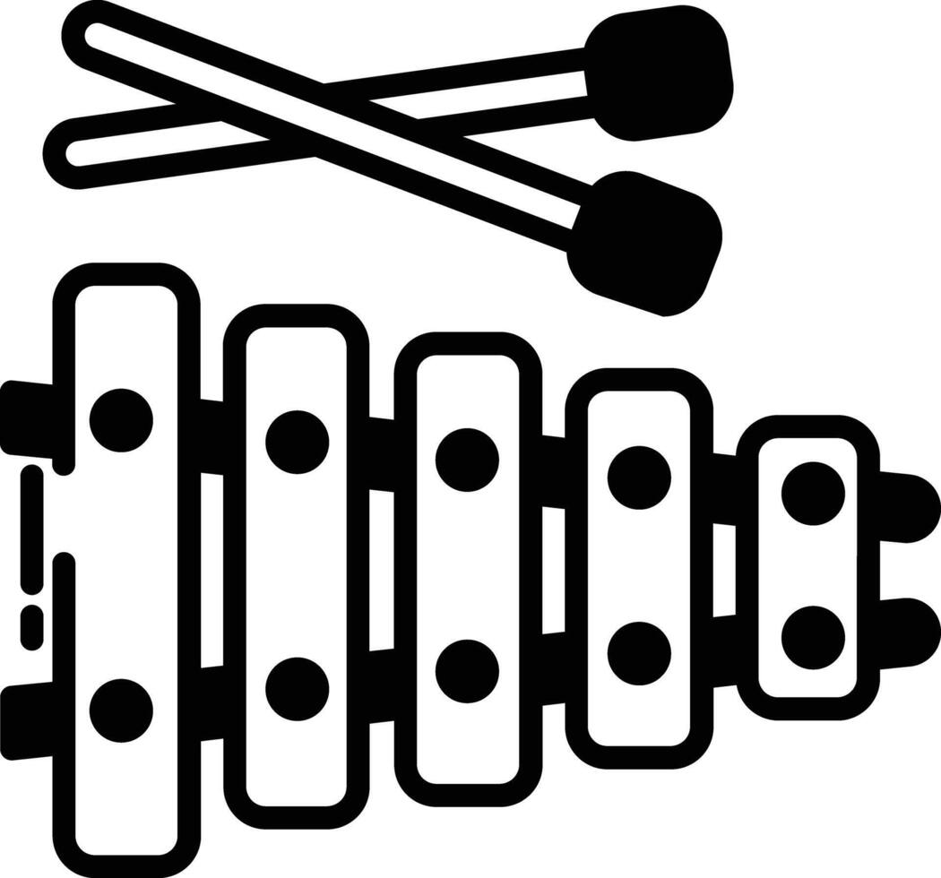 xylofon glyf och linje vektor illustration