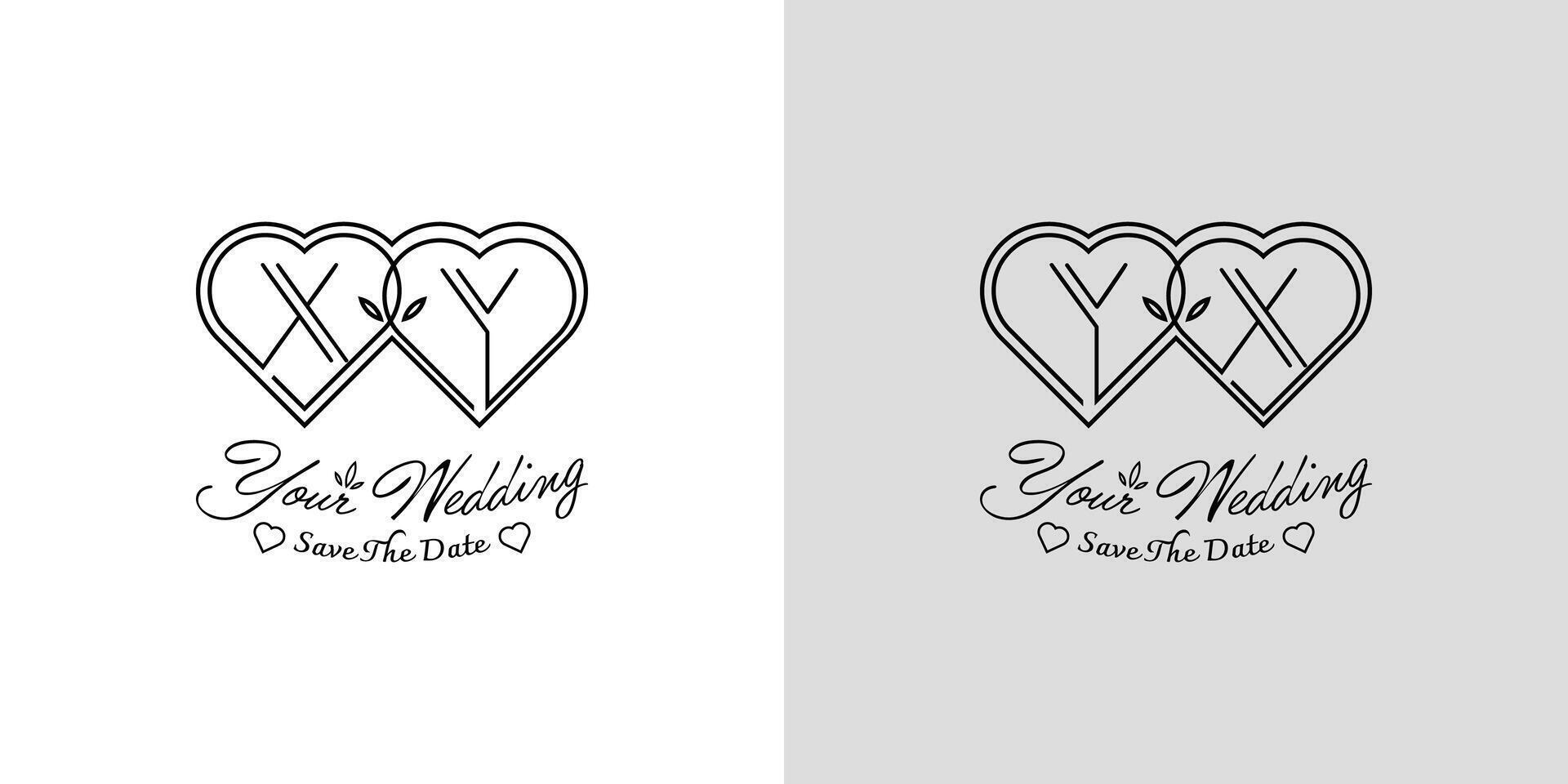 Briefe xy und yx Hochzeit Liebe Logo, zum Paare mit x und y Initialen vektor