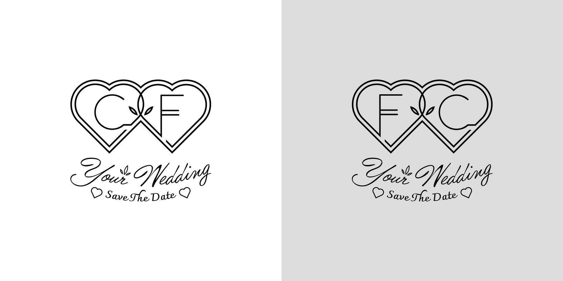 Briefe vgl und fc Hochzeit Liebe Logo, zum Paare mit c und f Initialen vektor