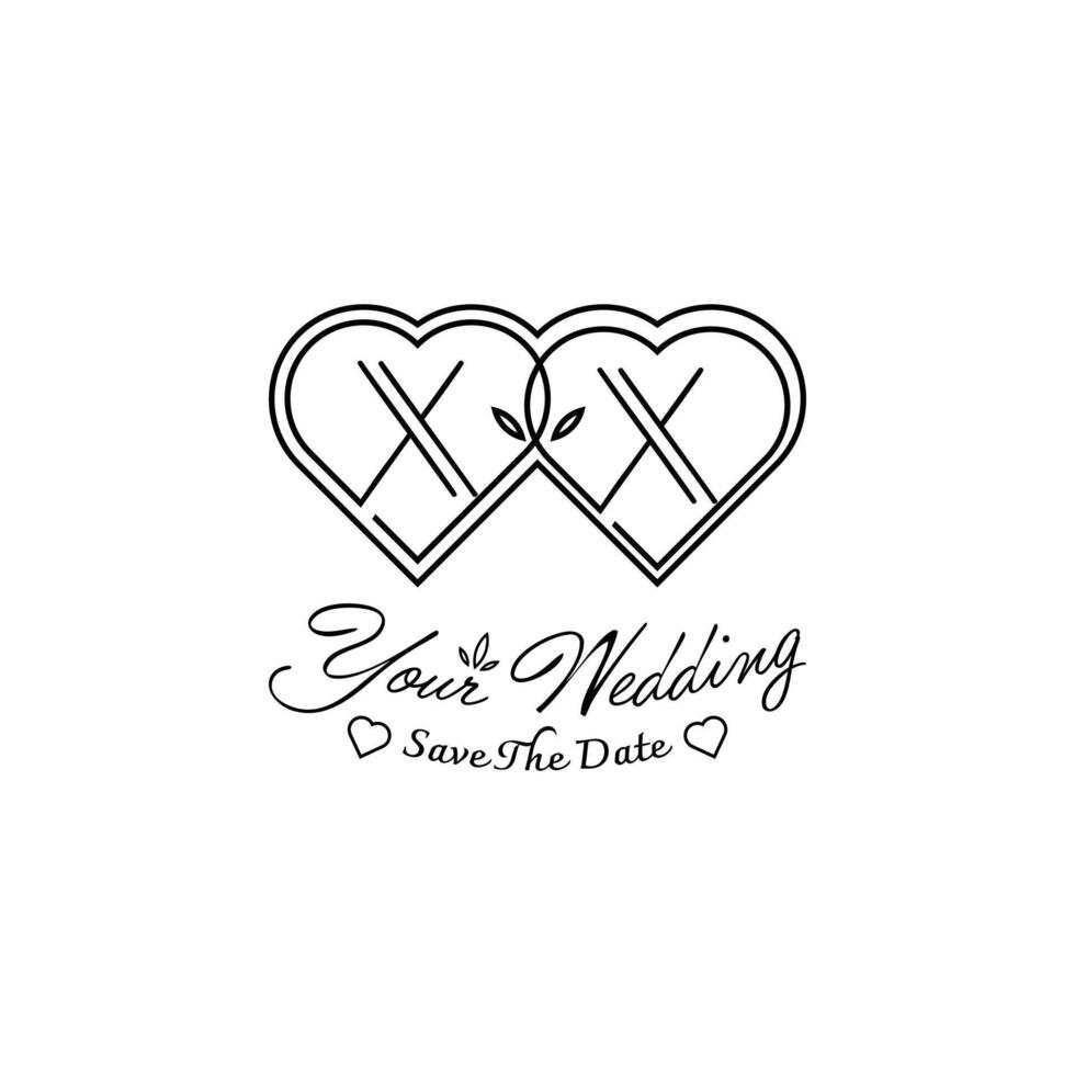 Briefe xx Hochzeit Liebe Logo, zum Paare mit x und x Initialen vektor