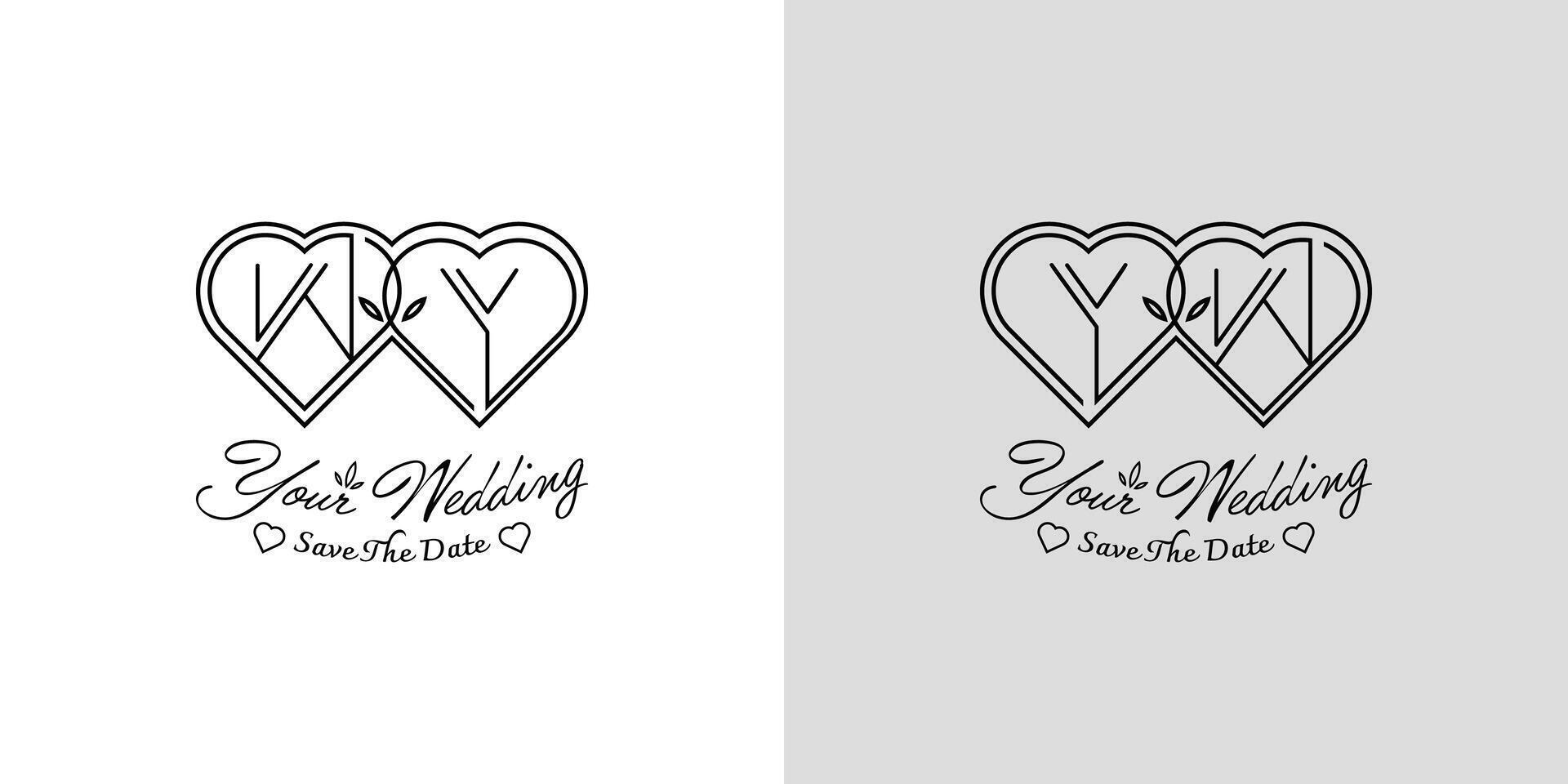 Briefe yw und wy Hochzeit Liebe Logo, zum Paare mit w und y Initialen vektor