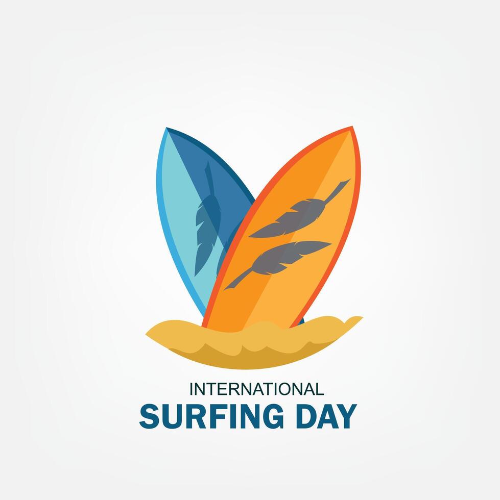 International Surfen Tag Vektor Grafik ist großartig zum International Surfen Tag Feierlichkeiten. eben Design. Flyer Design. eben Illustration. einfach und elegant Design