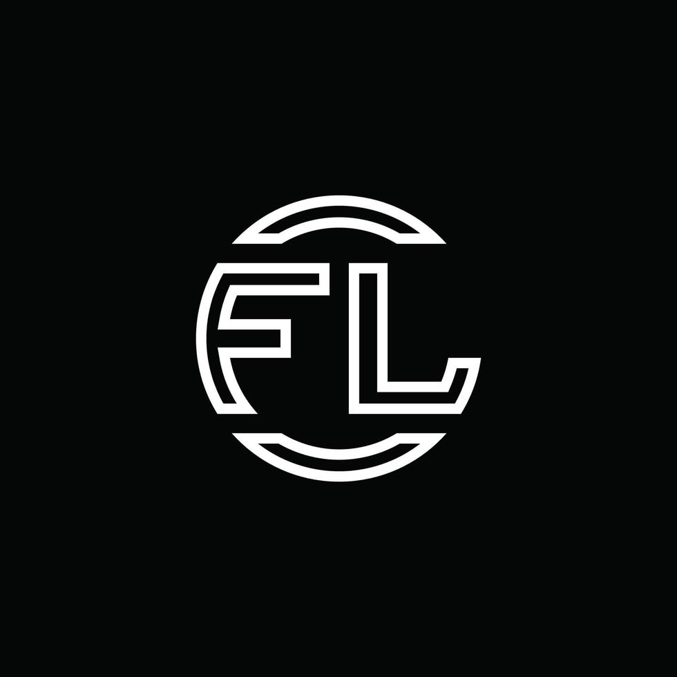 fl-Logo-Monogramm mit negativem Raumkreis abgerundete Designvorlage vektor