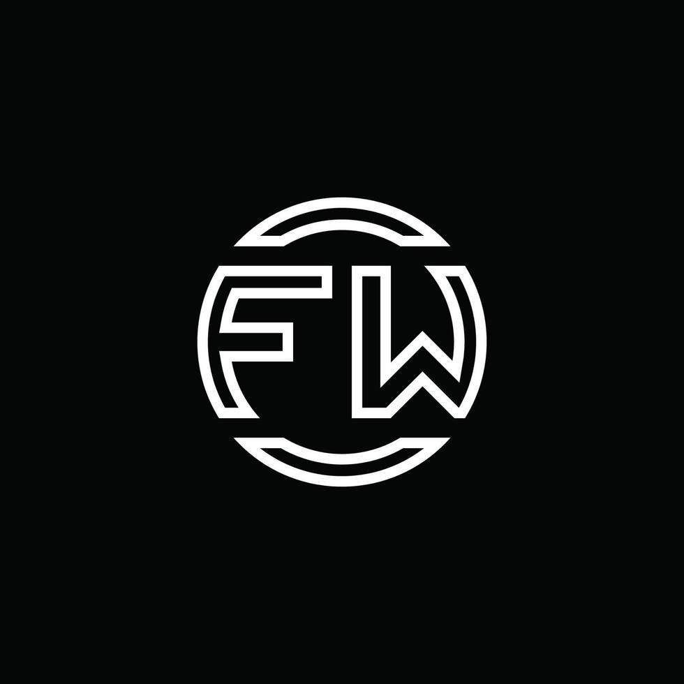 fw-Logo-Monogramm mit negativem Raumkreis abgerundete Designvorlage vektor