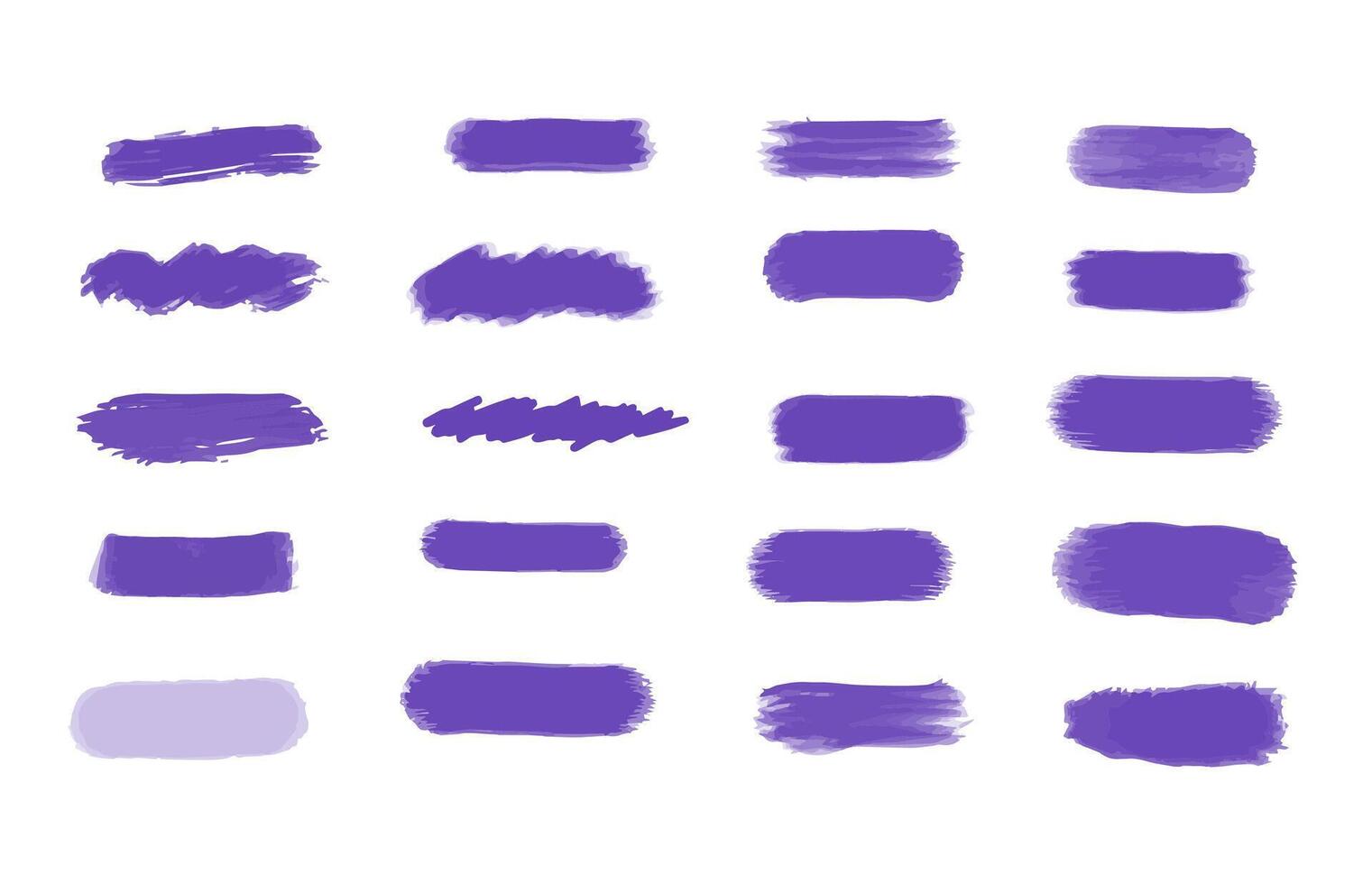 uppsättning av vektor måla borsta stroke. lila vattenfärg textur, bakgrund för social media. borsta markera element notera Understrykning isolerat. vektor