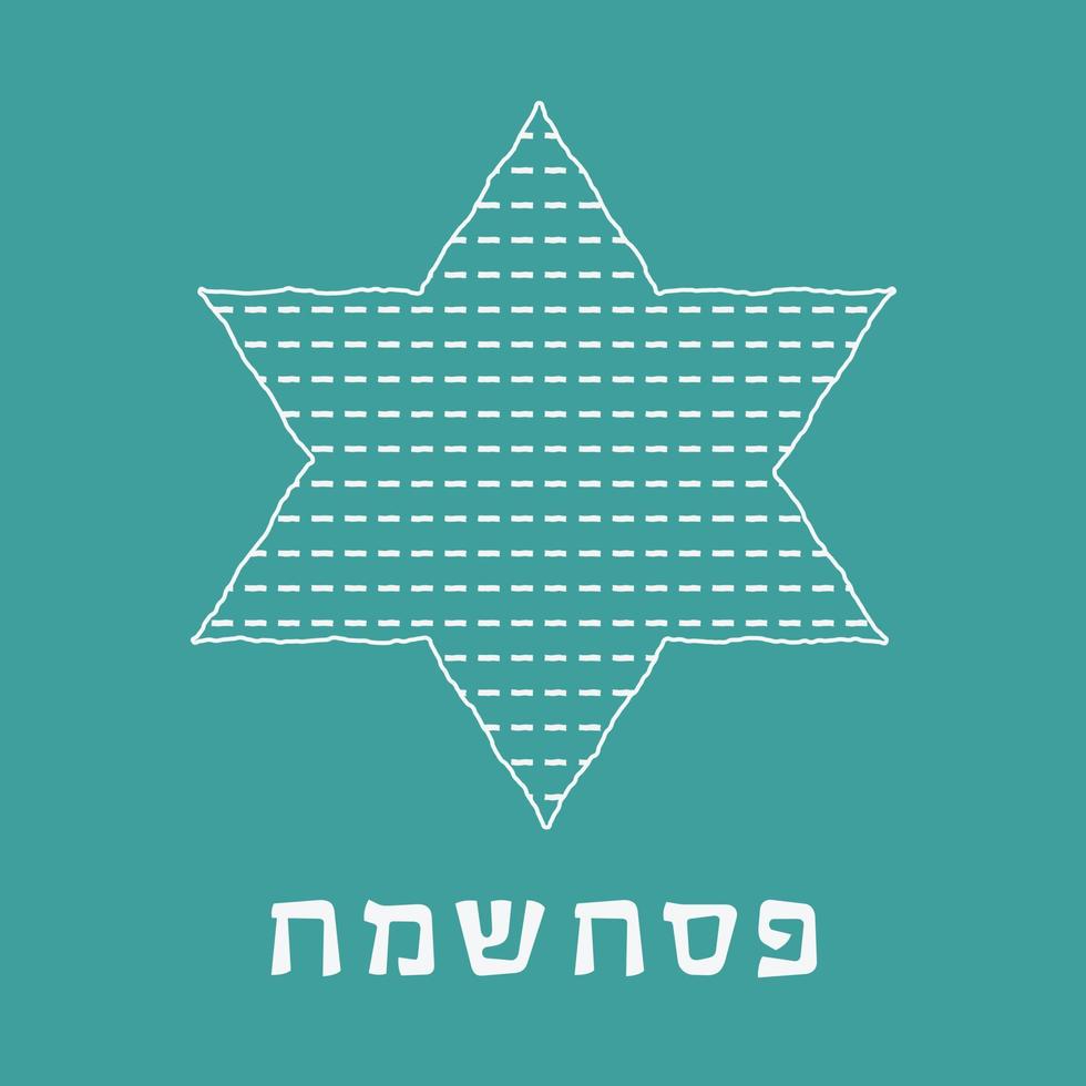 Pessach-Ferienwohnung Design weiße dünne Linie Symbole von Matzot in Davidstern-Form mit Text in Hebräisch vektor