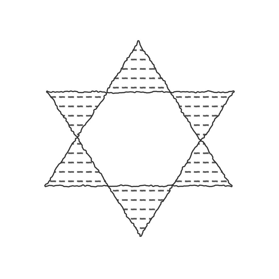 Pessach-Ferienwohnung Design schwarze dünne Linie Symbole von Matzot in Davidstern-Form vektor