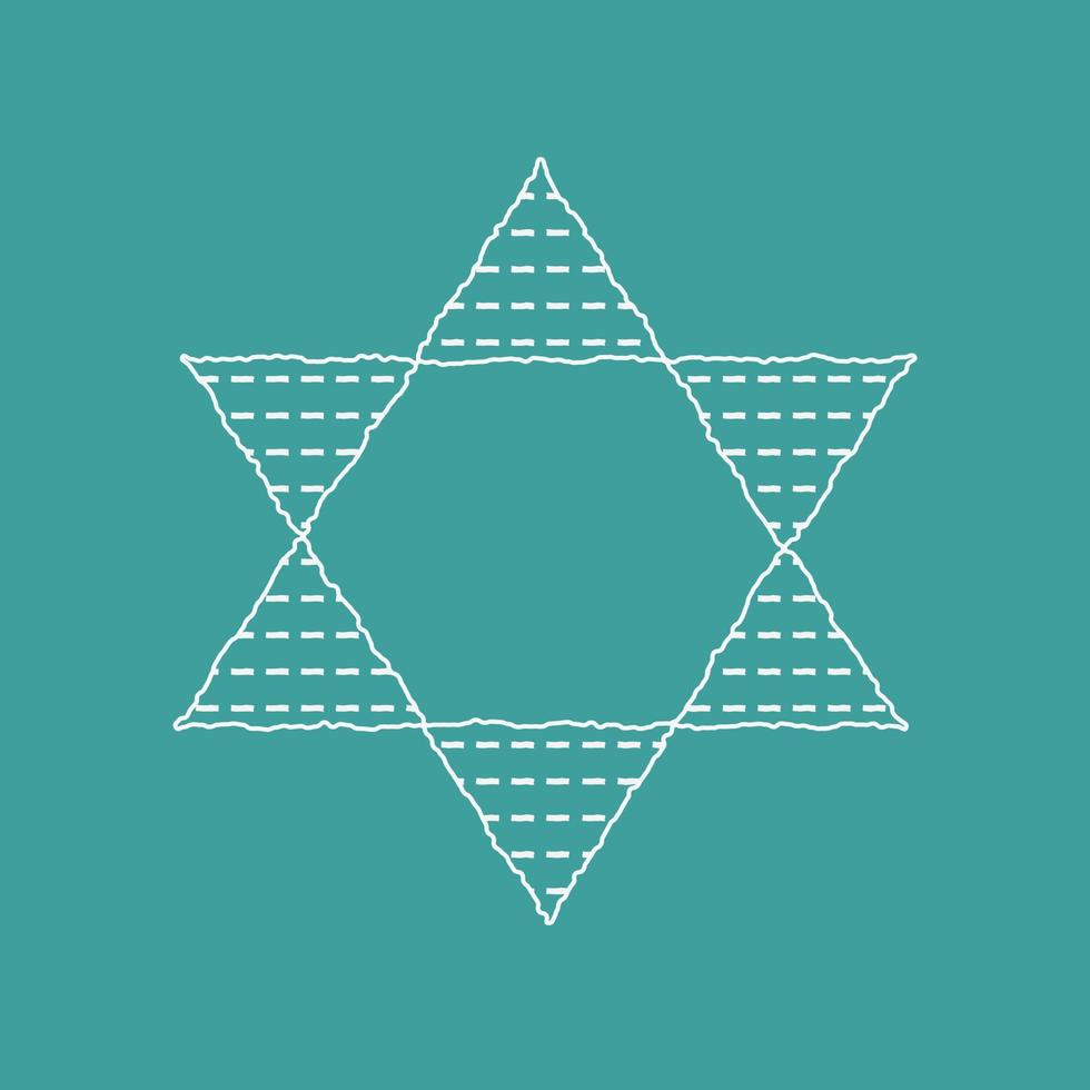 Pessach-Ferienwohnung Design weiße dünne Linie Symbole von Matzot in Davidstern Form vektor