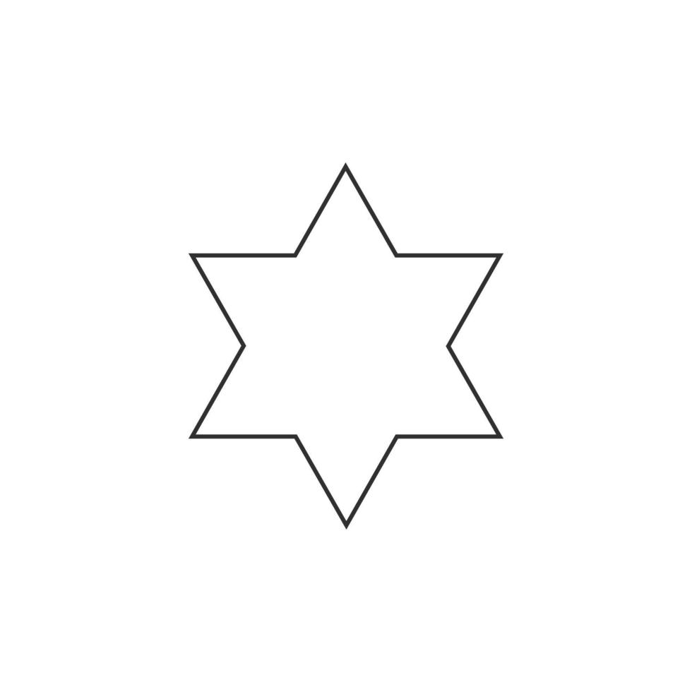 Davidstern-Form-Symbol im schwarzen flachen Umrissdesign vektor