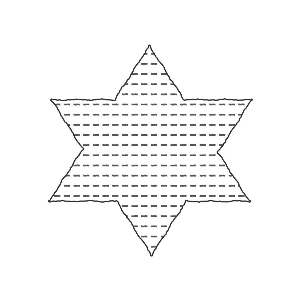 påsk semester platt design svart tunn linje ikoner av matzot i stjärna av david form vektor