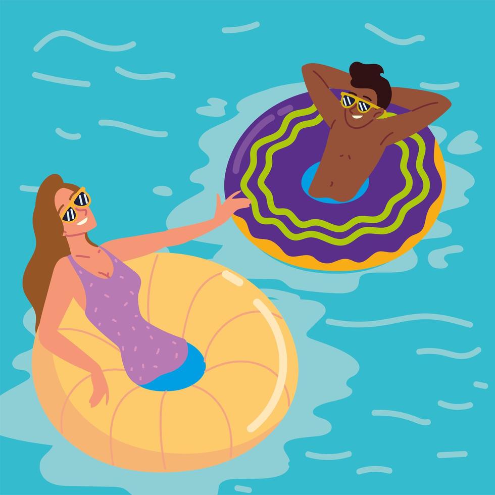 kvinna och man i poolen vektor