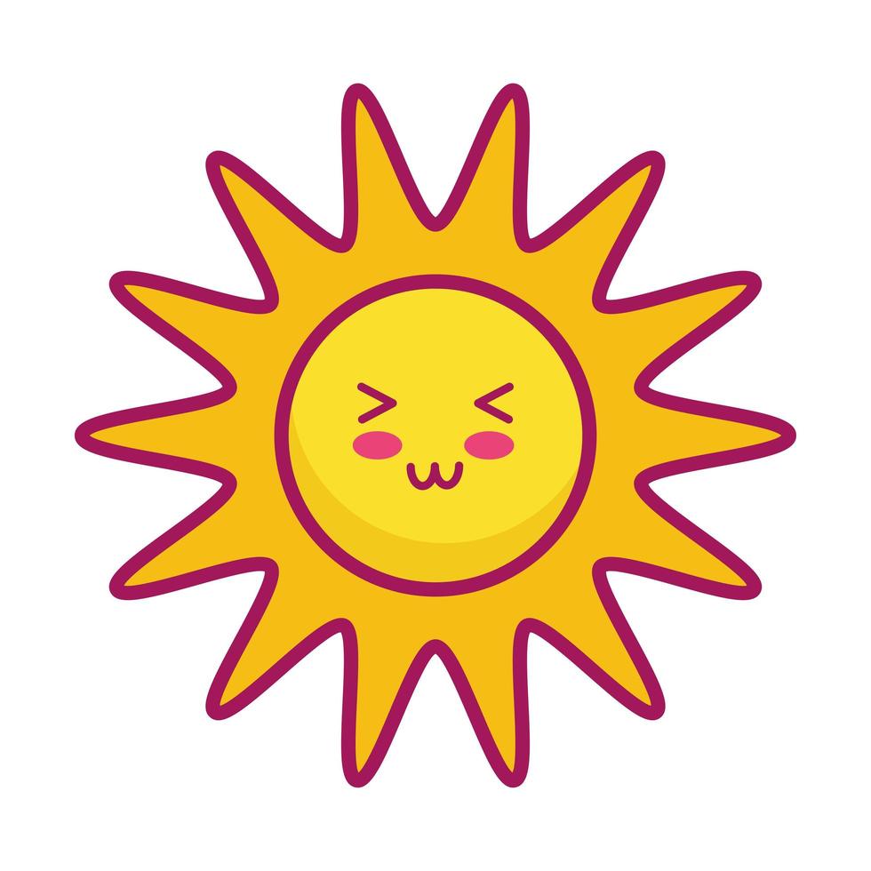 sun kawaii karaktär vektor