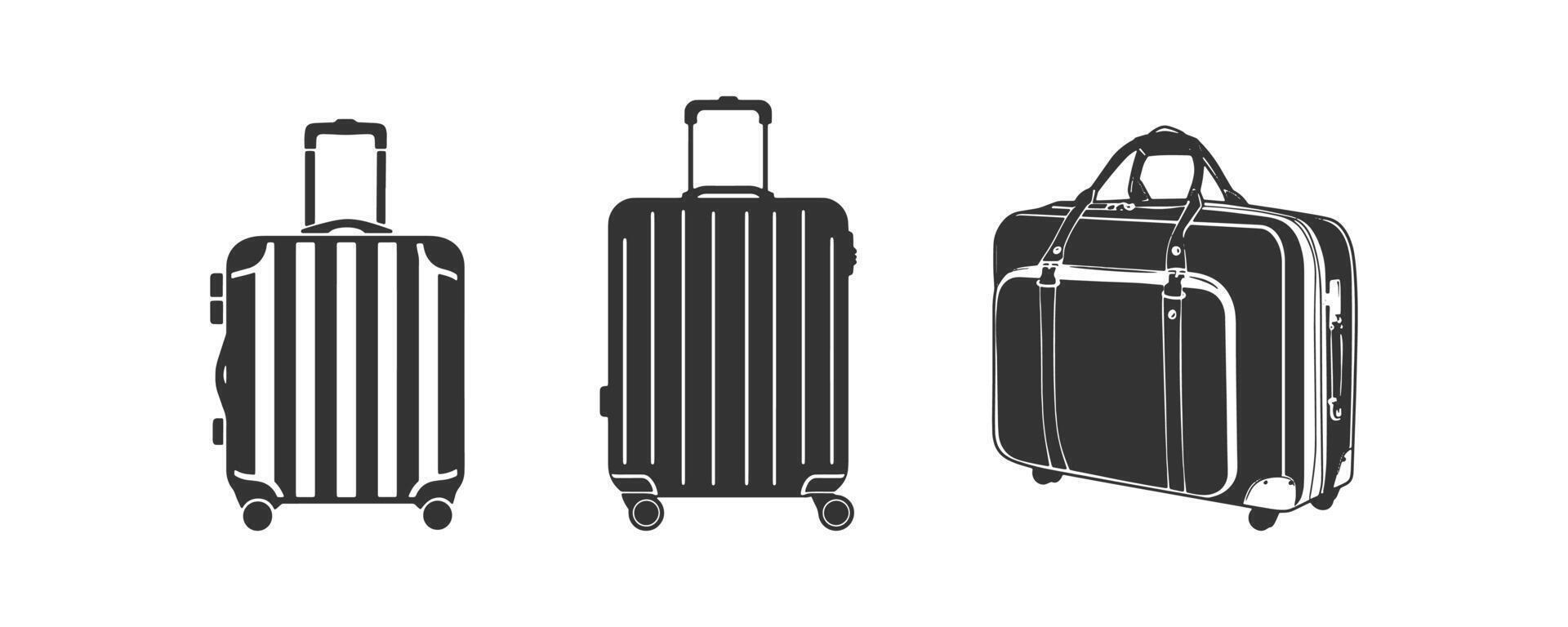 Reise Tasche Symbol Satz. Vektor Illustration Design.